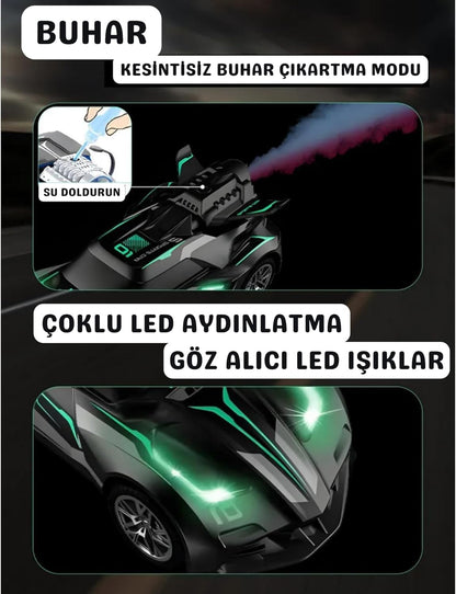 Uzaktan Kumandalı Şarjlı Duman Çıkartan Işıklı Araba Buhar Çıkartan Drift Atan Araba